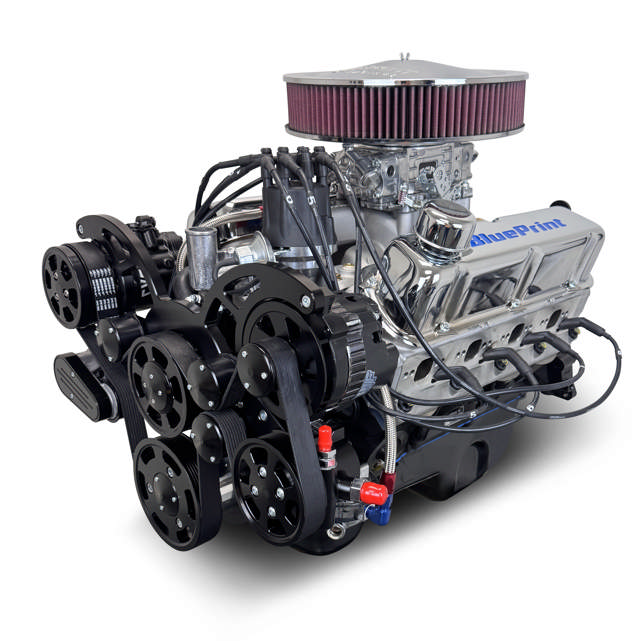 BluePrint Engines Ford Small Block Compatible 347 C.I. Deluxe Dressed - Rear Sump Oil Pan - Black Pulley Kit - Carbureted