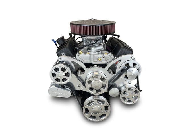 BluePrint Engines GM Small Block Compatible 383 c.i. Engine and 700R4 Automatic Transmission - 436 Horsepower - Standard Edition Builder Series - Polished Pulley Kit - Fuel Injected