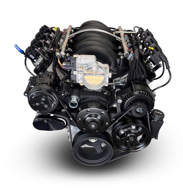 BluePrint Engines GM LS Compatible 376 c.i. Engine and 4L65/70E Automatic Transmission - Standard Edition Builder Series - Black Pulley Kit - Holley Terminator X EFI System