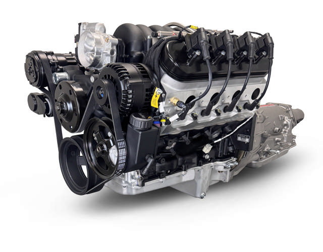 BluePrint Engines GM LS Compatible 376 c.i. Engine and 4L65/70E Automatic Transmission - Standard Edition Builder Series - Black Pulley Kit - Holley Terminator X EFI System