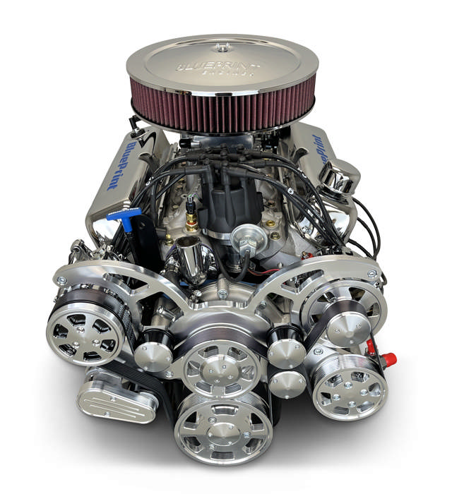 BluePrint Engines Ford Small Block Compatible 347 C.I. Deluxe Dressed - Front Sump Oil Pan - Polished Pulley Kit - Fuel Injected