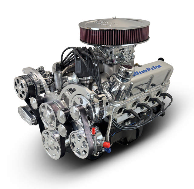 BluePrint Engines Ford Small Block Compatible 347 C.I. Deluxe Dressed - Rear Sump Oil Pan - Polished Pulley Kit - Carbureted