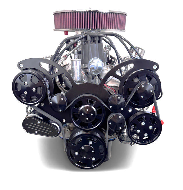 BluePrint Engines Ford Small Block Compatible 347 C.I. Deluxe Dressed - Rear Sump Oil Pan - Black Pulley Kit - Carbureted