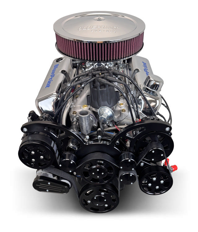 BluePrint Engines Ford Small Block Compatible 347 C.I. Deluxe Dressed - Rear Sump Oil Pan - Black Pulley Kit - Carbureted