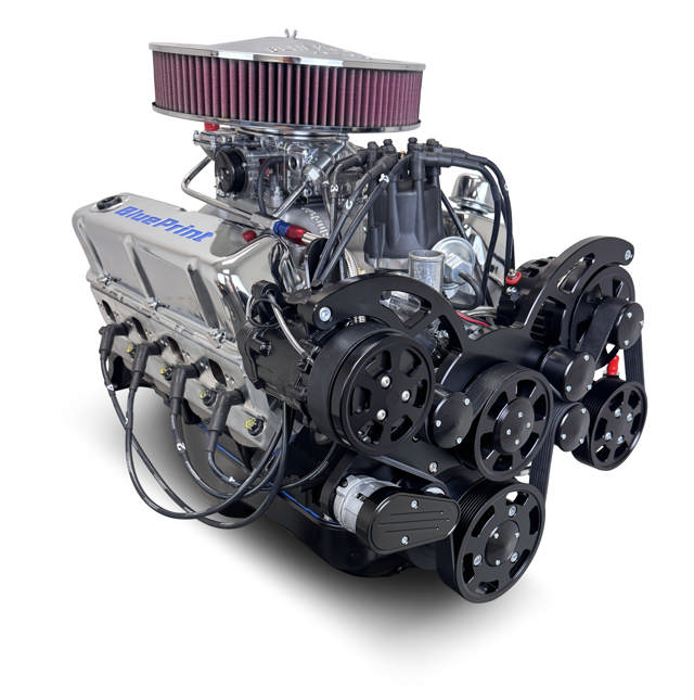 BluePrint Engines Ford Small Block Compatible 347 C.I. Deluxe Dressed - Rear Sump Oil Pan - Black Pulley Kit - Carbureted