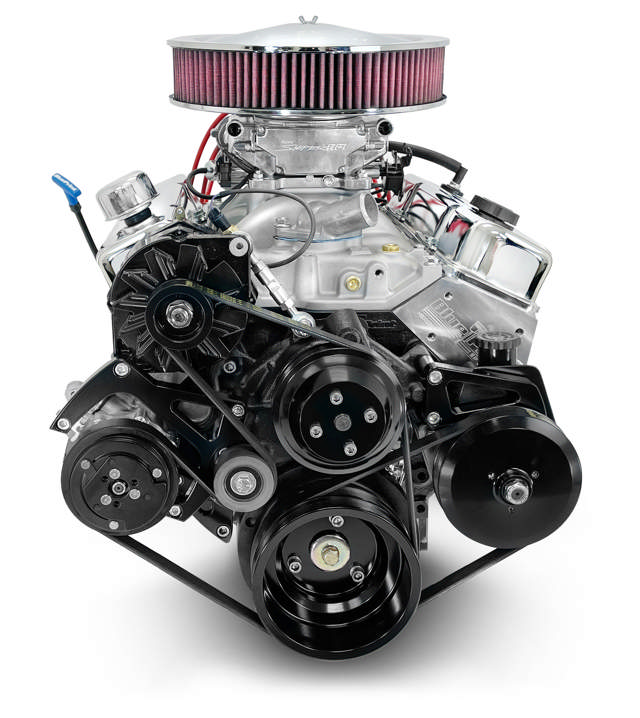 GM Small Block Compatible 350 c.i. Engine - 390 Horsepower - Deluxe Dressed - Black Pulley Kit - Fuel Injected