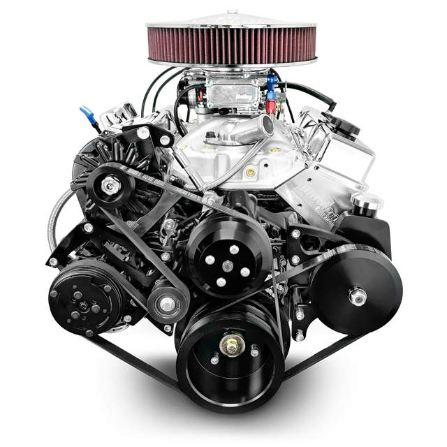 GM Small Block Compatible 350 c.i. Engine - 341 Horsepower - Deluxe Dressed - Black Pulley Kit - Carbureted