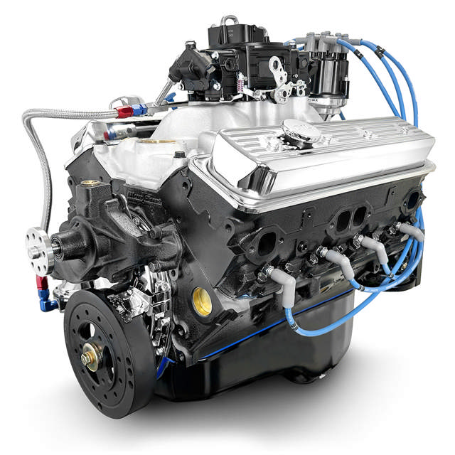 BluePrint Engines GM Marine Small Block Compatible 350 c.i. Engine - 350 Horsepower - Base Dressed - Carbureted