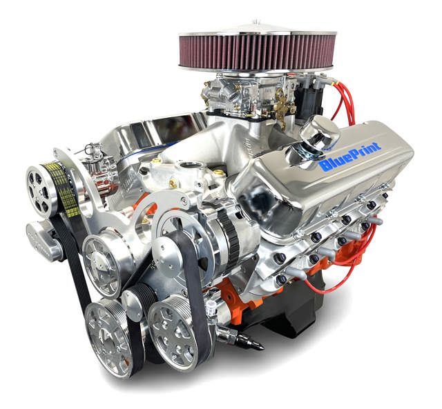 BluePrint Engines GM Big Block Compatible 540 c.i. Pro Series Engine - 670 Horsepower - Deluxe Dressed - Polished Pulleys - Carbureted