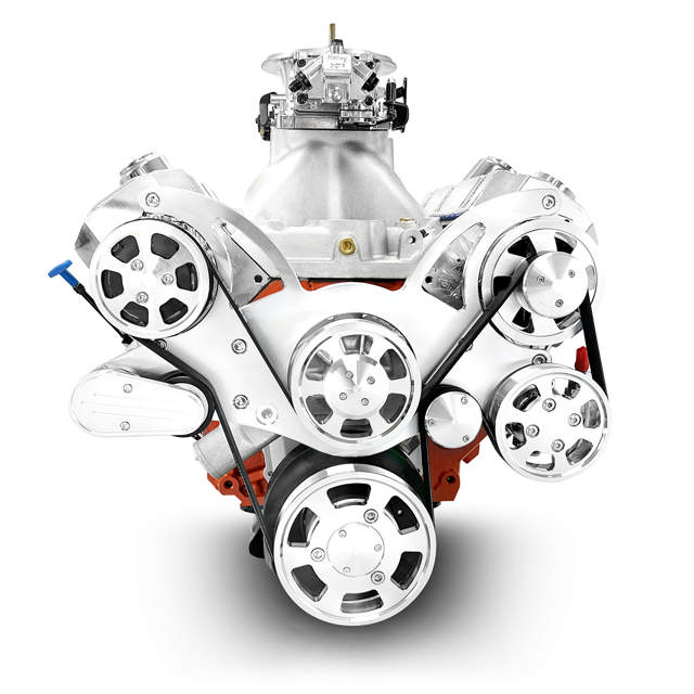 BluePrint Engines GM Big Block Compatible Pro Series 632 C.I. Deluxe Dressed - Polished Pulley Kit - Carbureted