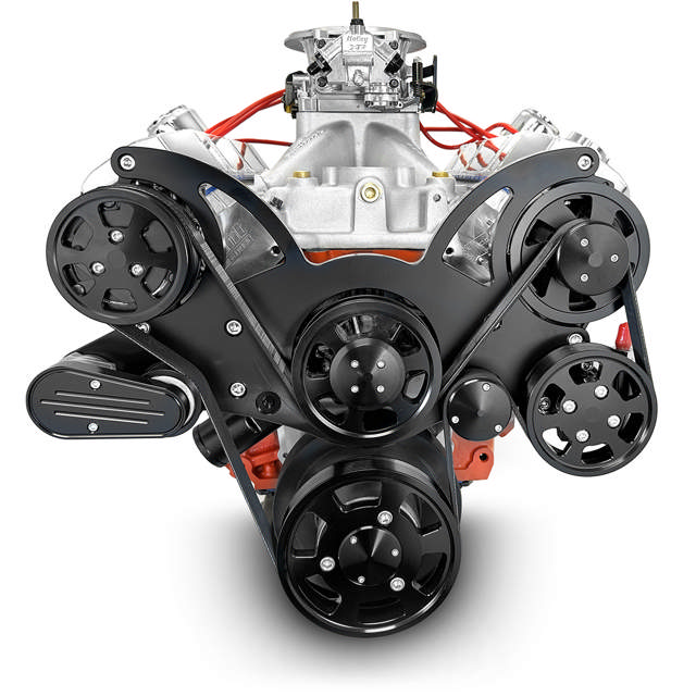 BluePrint Engines GM Big Block Compatible Pro Series 632 C.I. Deluxe Dressed - Black Pulley Kit - Carbureted