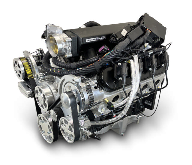 BluePrint Engines GM LS Compatible 427 c.i. Pro Series Engine - Fabbed Aluminum Intake - Deluxe Dressed - Polished Pulley Kit - BluePrint Engines Calibrated ECU