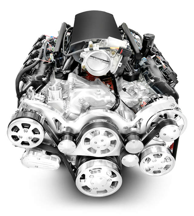 BluePrint Engines Chrysler Hemi Compatible 426 c.i. Engine and TKX Manual Transmission - 610 Horsepower - Standard Edition Builder Series - Polished Pulley Kit - Fuel Injected