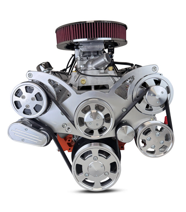 BluePrint Engines GM Small Block Compatible 427 c.i. Pro Series Engine and 700R4 Automatic Transmission - 540 Horsepower - Standard Edition Builder Series - Polished Pulley Kit - Fuel Injected