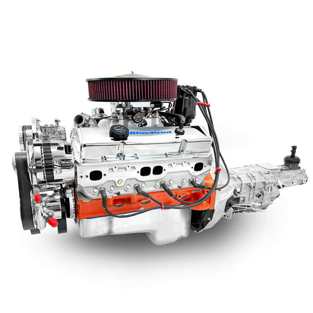 BluePrint Engines GM Small Block Compatible 427 c.i. Pro Series Engine and TKX Manual Transmission - 540 Horsepower - Standard Edition Builder Series - Polished Pulley Kit - Fuel Injected