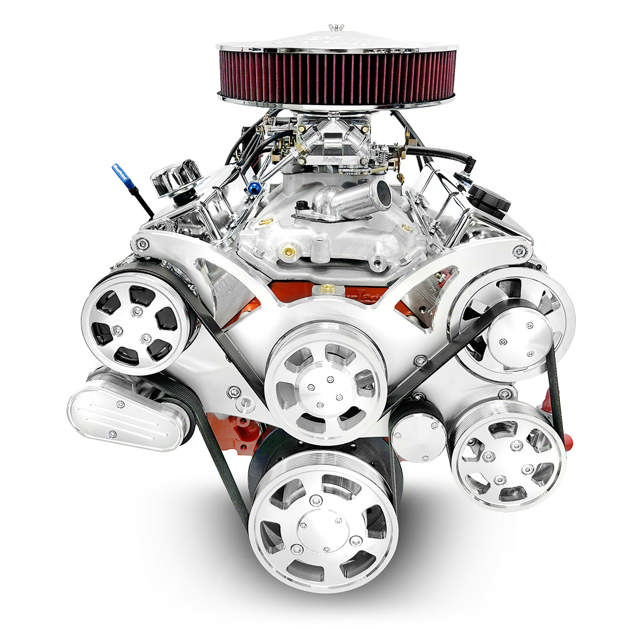 BluePrint Engines GM Small Block Compatible 427 c.i. Engine and TKX Manual Transmission - 540 Horsepower - Standard Edition Builder Series - Polished Pulley Kit - Carbureted