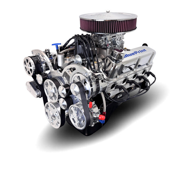 BluePrint Engines Ford Small Block Compatible 347 C.I. Deluxe Dressed - Front Sump Oil Pan - Polished Pulley Kit - Carbureted