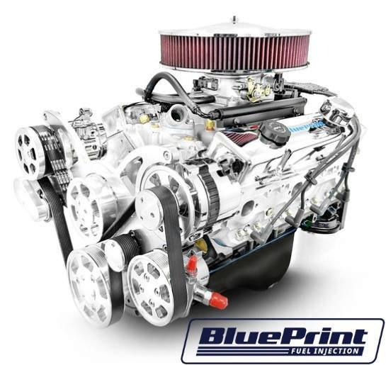BluePrint Engines GM Small Block Compatible 383 c.i. Engine - 436 Horsepower - Deluxe Dressed - Polished Pulley Kit - BluePrint Engines Calibrated ECU