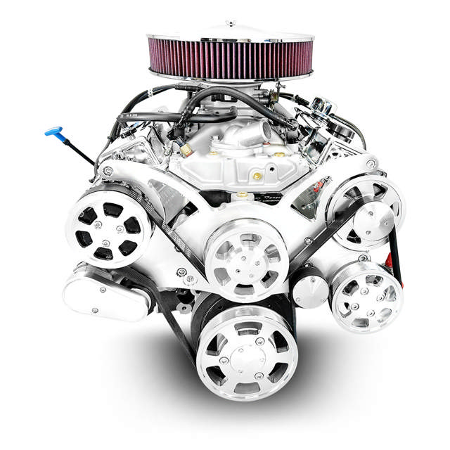 BluePrint Engines GM Small Block Compatible 383 c.i. Engine - 436 Horsepower - Deluxe Dressed - Polished Pulley Kit - BluePrint Engines Calibrated ECU
