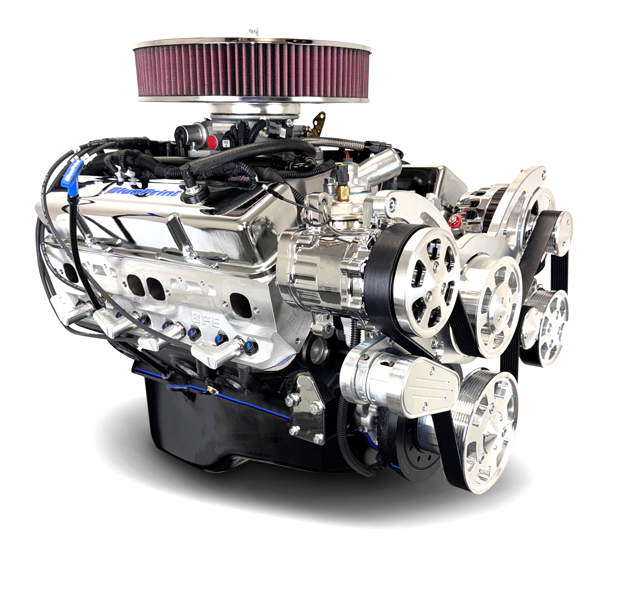 BluePrint Engines GM Small Block Compatible 383 c.i. Engine - 436 Horsepower - Deluxe Dressed - Polished Pulley Kit - BluePrint Engines Calibrated ECU