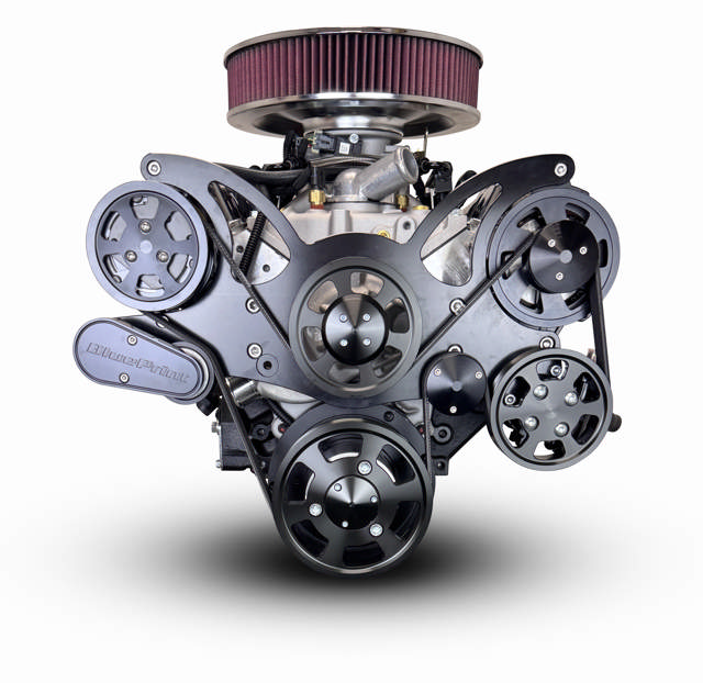 BluePrint Engines GM Small Block Compatible 383 c.i. Engine - 436 Horsepower - Deluxe Dressed - Black Pulley Kit - BluePrint Engines Calibrated ECU
