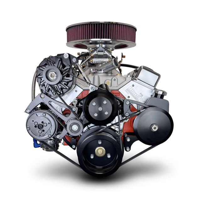 BluePrint Engines GM Small Block Compatible 400 c.i. Engine - 500 Horsepower - Deluxe Dressed - Black Pulley Kit - Carbureted