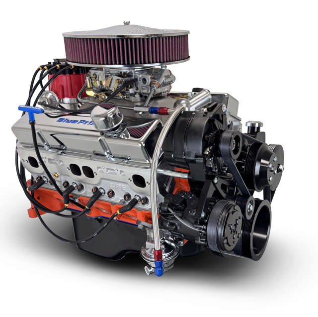 BluePrint Engines GM Small Block Compatible 400 c.i. Engine - 500 Horsepower - Deluxe Dressed - Black Pulley Kit - Carbureted