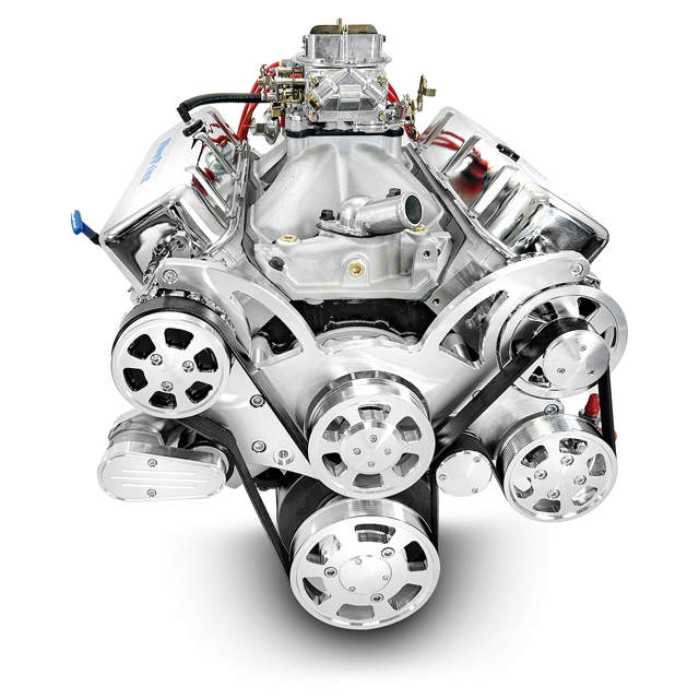 BluePrint Engines GM Big Block Compatible 496 c.i. Engine - 600 Horsepower - Deluxe Dressed - Polished Pulley Kit - Carbureted
