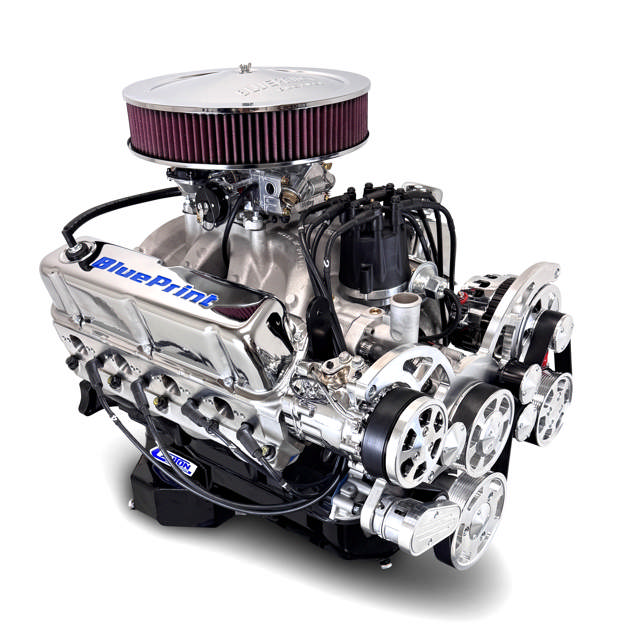 BluePrint Engines Ford Small Block Compatible Pro Series 427 C.I. Deluxe Dressed - Rear Sump Oil Pan - Polished Pulley Kit - Carbureted